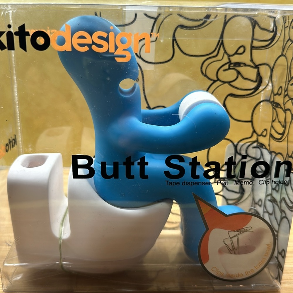 Kito Design Butt Station Tape dispenser/Pen, Memo card ,& paper clip holder .